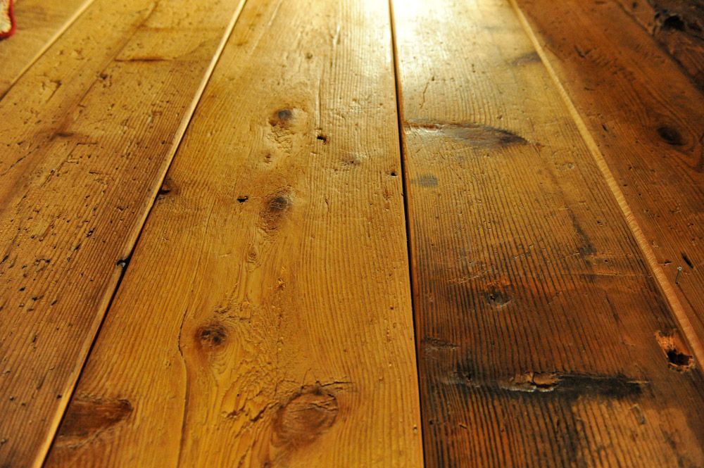Plancher vieux bois sélection jaune-miel brut